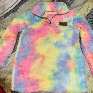 Southern Fried Chics Magical Unicorn Tie Dye Sherpa
